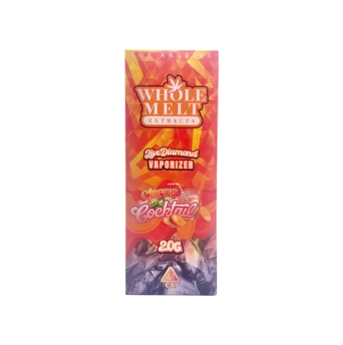 citrus cocktail whole melt 768x775 2 Bursting with zesty citrus flavor, the Citrus Cocktail Whole Melts Disposable – Hybrid vape pen offers a perfectly balanced high—uplifting yet calming. Crafted by Whole Melt Extracts, it contains 85% THC and is ideal for anytime use.
