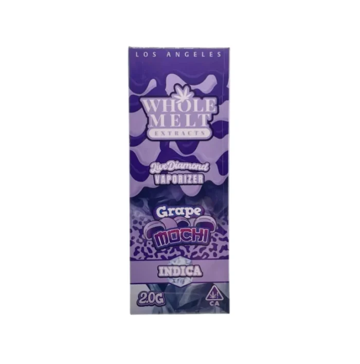 grape mochi whole melt 768x777 2 Savor the smooth, fruity flavor of Grape Mochi Whole Melts Disposable in this perfectly balanced hybrid disposable. With 85% THC and a creamy grape profile, this 2-gram vape pen offers both uplifting clarity and full-body calm.